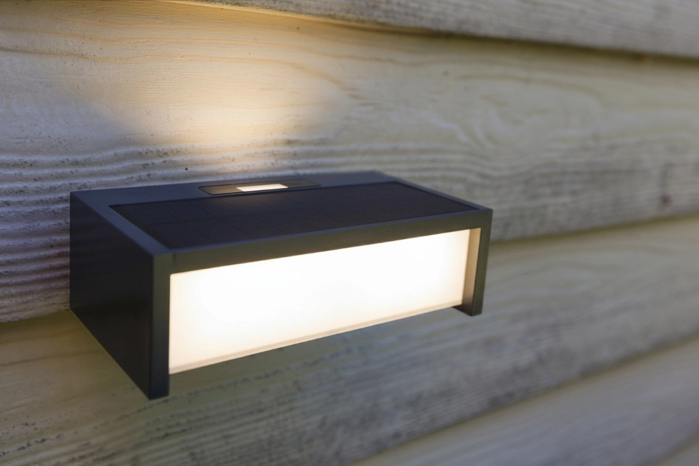 Moderne wandlamp Telis grijs met solar Lutec 6939412018133