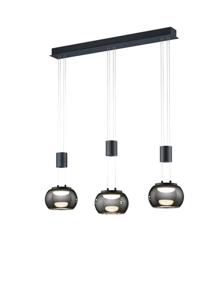 Design hanglamp Madison Zwart - 3-lichts Trio 4017807542172