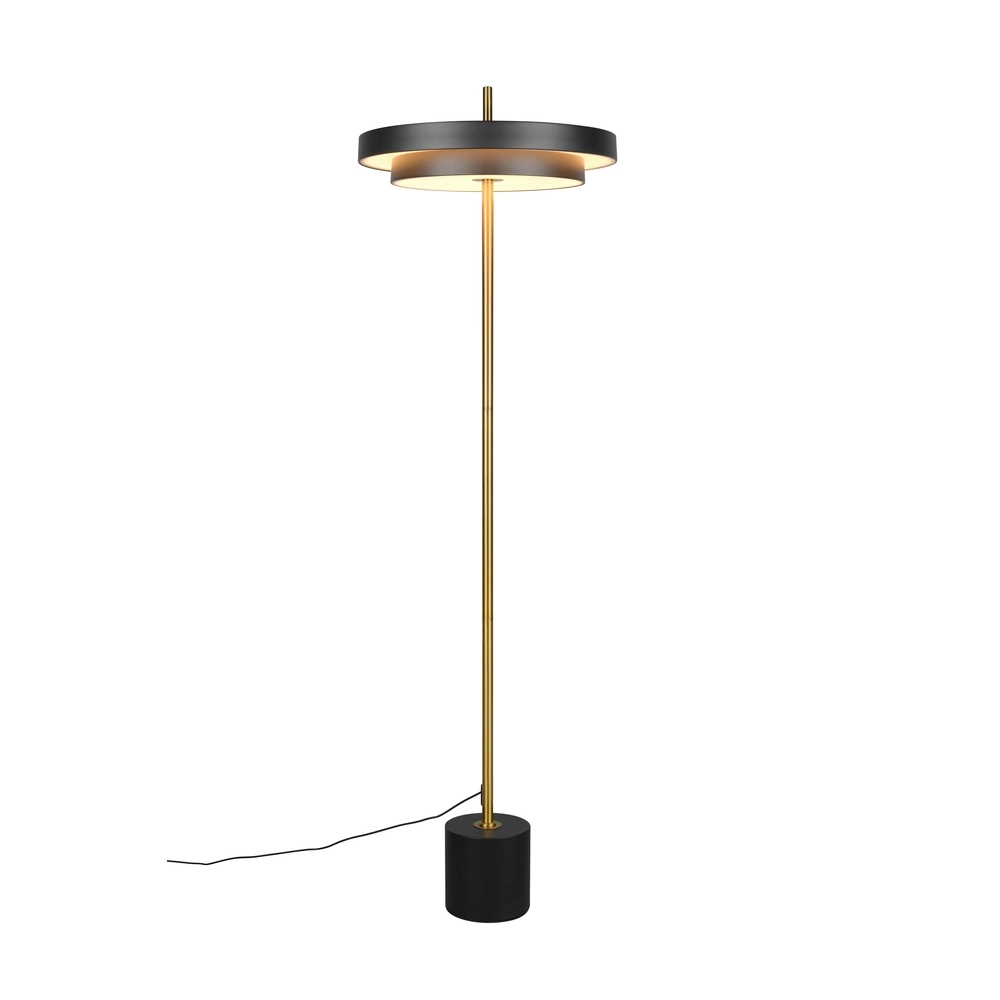 Moderne vloerlamp Keaton zwart met goud Trio 4017807655926