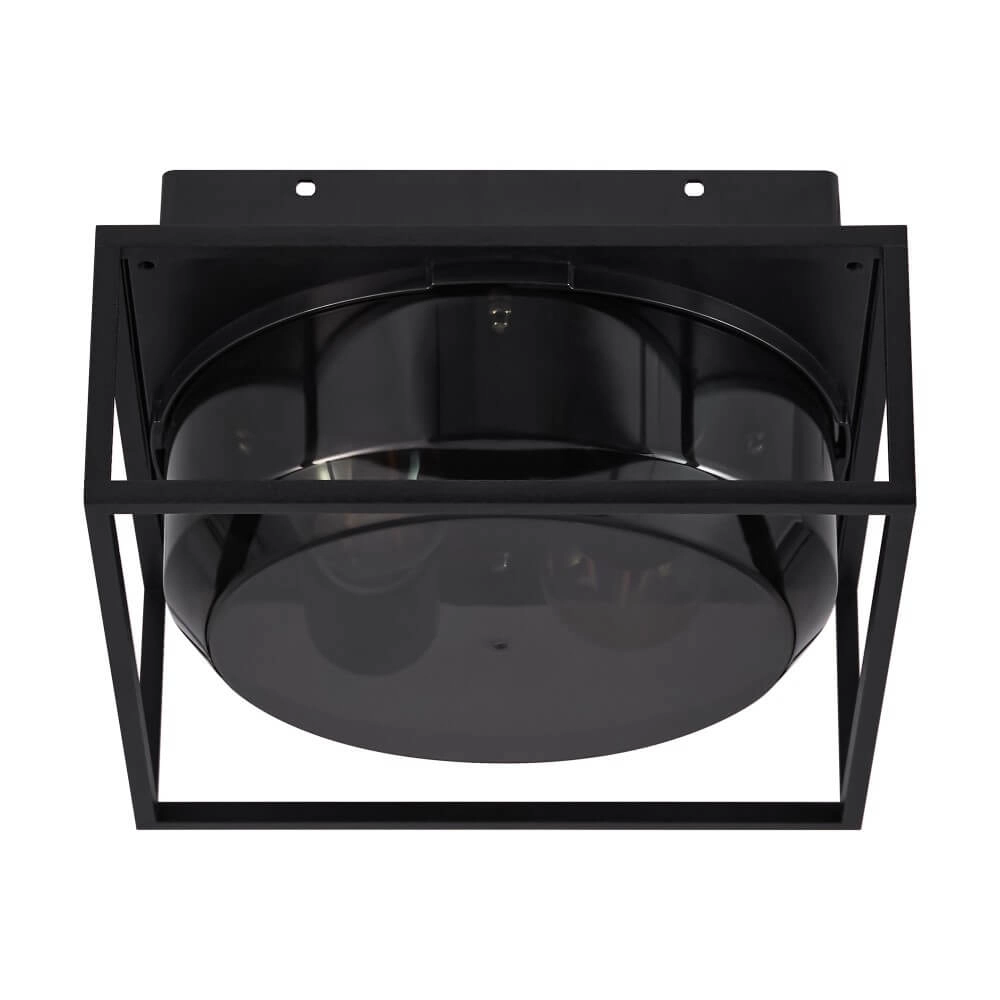 Zwarte plafondlamp IP44 Griffin met smoke venster Nordlux 5704924010767