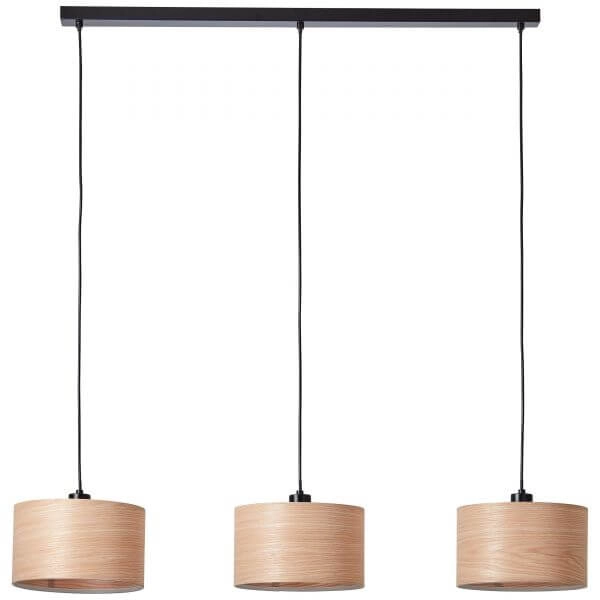 Hanglamp Romm 3-lichts zwart met houtbruin Brilliant 4004353394812