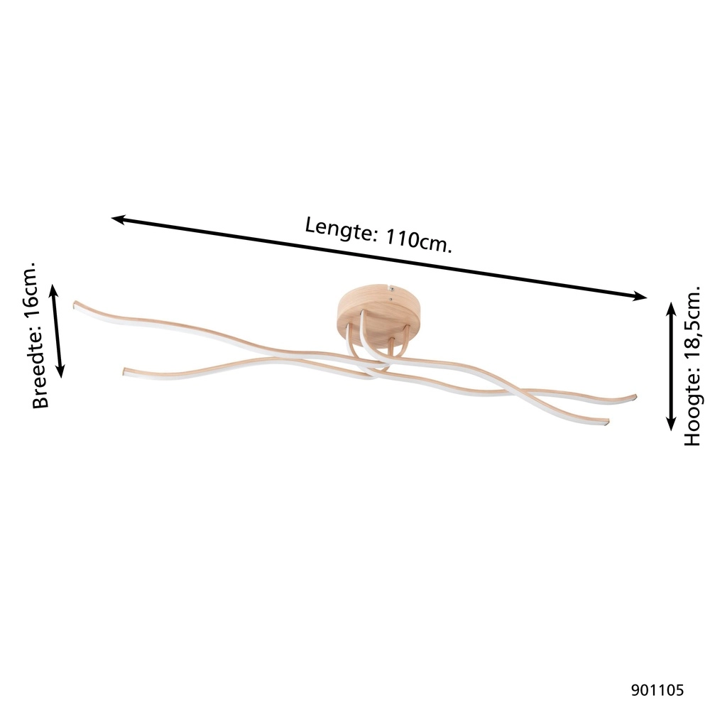 Houtlook led plafondlamp Roncade 2 110cm Eglo 9008606310319