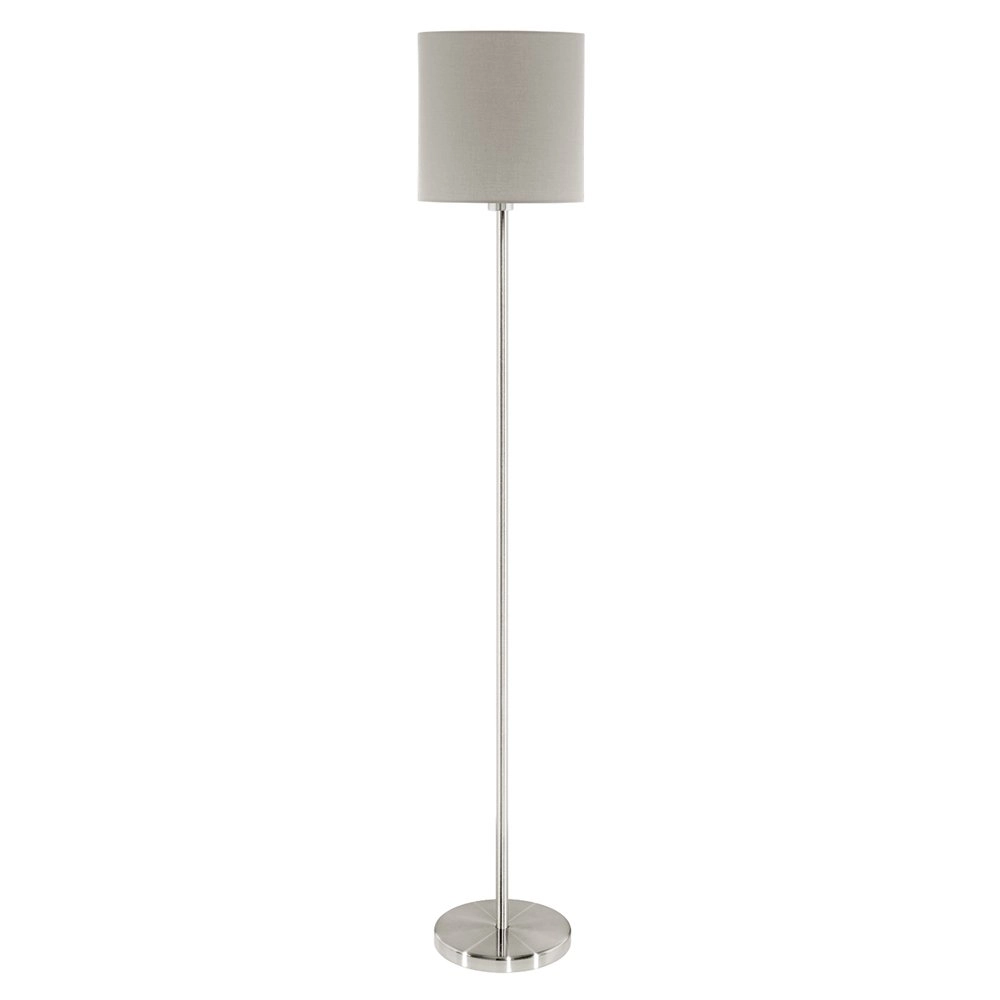 Vloerlamp Pasteri 28cm nikkel mat met lichtbruine kap
