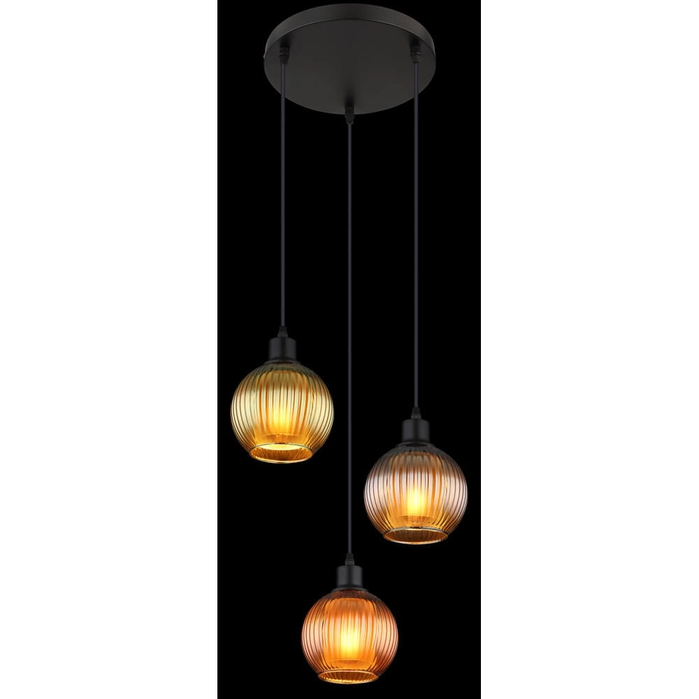 Ronde hanglamp Zumba gekleurd glas 3-lichts Ø 36cm Globo 9007371449828