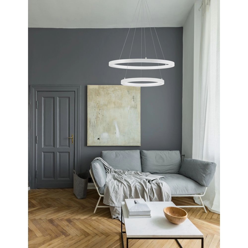 Witte hanglamp Empatia design dubbel Witte hanglamp Empatia design dubbel