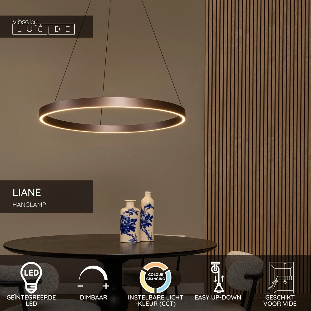 Design hanglamp Liane roestbruin Ø 80cm Lucide Vibes 5411212461124