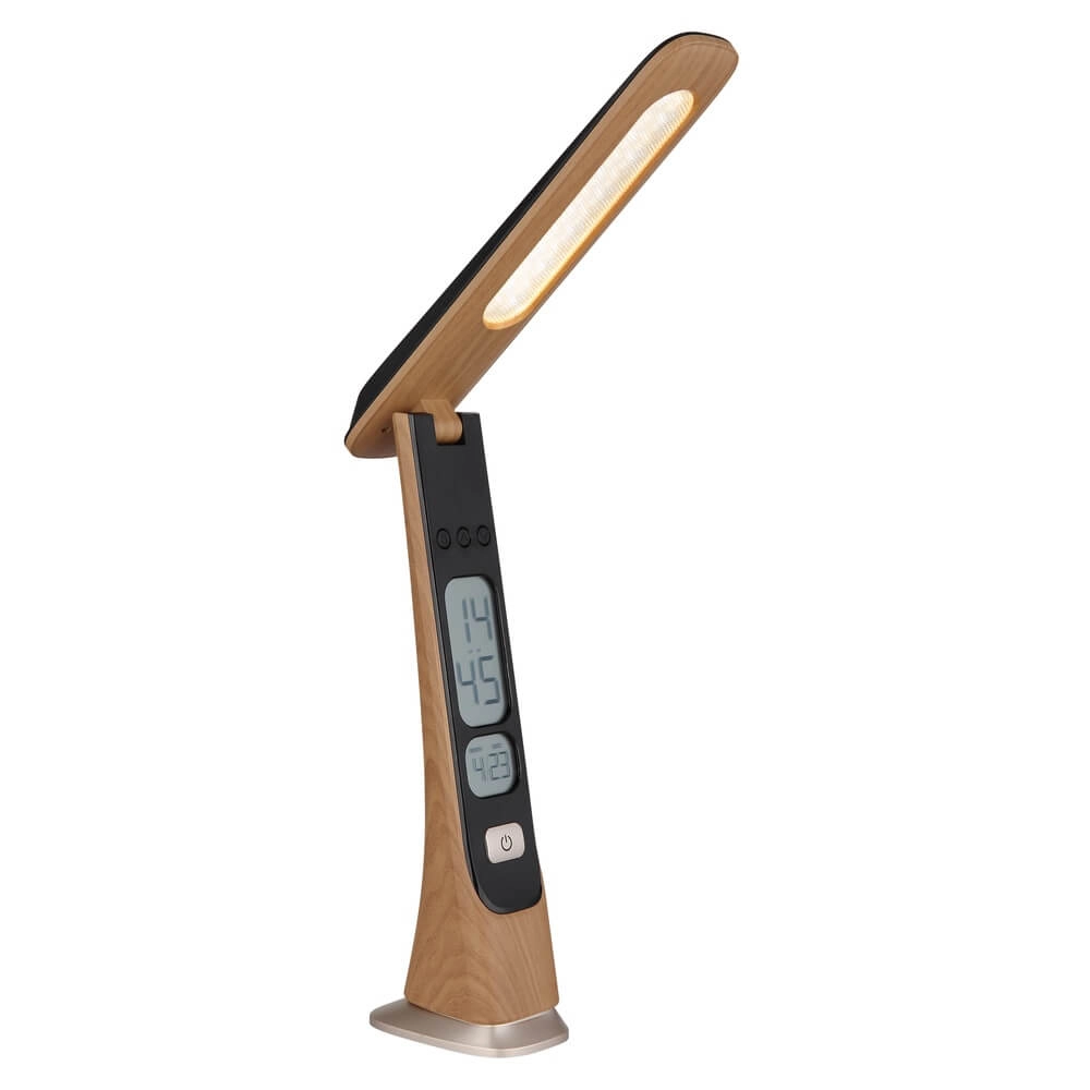 Bureaulamp Averie hout met klok