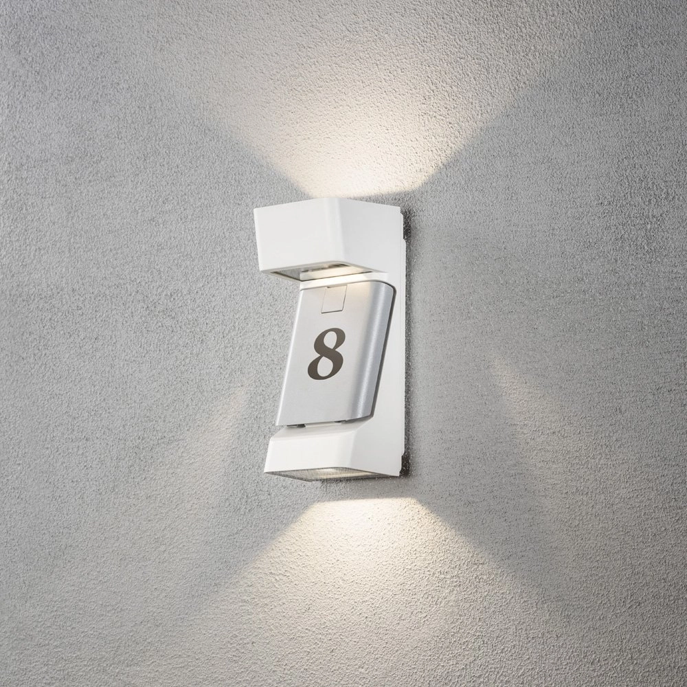 Huisnummer lamp Ravenna Adress mat wit met grijs KonstSmide 7318307976250