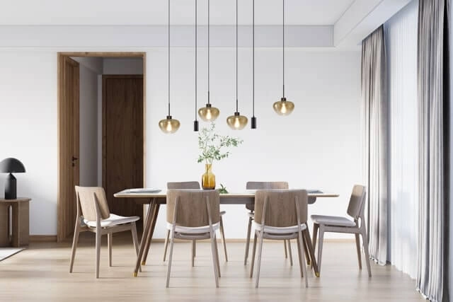 6-lichts hanglamp Genua zwart met 4x goud glas en 2x pendel Masterlight 8718121357010