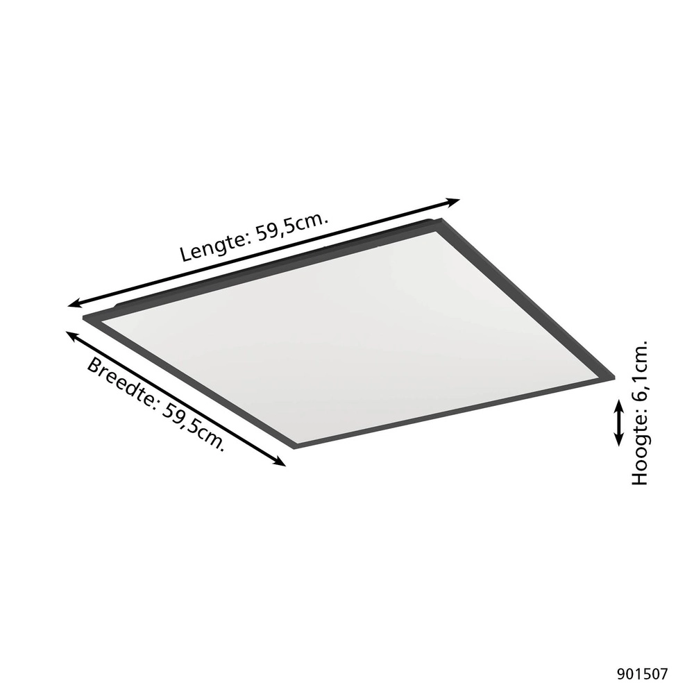 Smart plafondlamp Moradillo-Z zwart vierkant 59,5cm Eglo 9008606342129