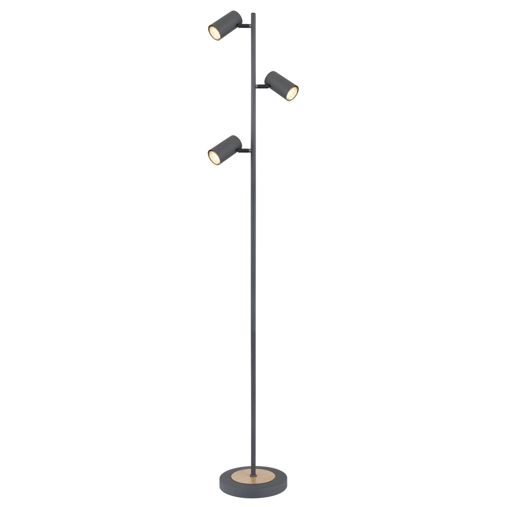 Vloerlamp 3-lichts Robby grafiet