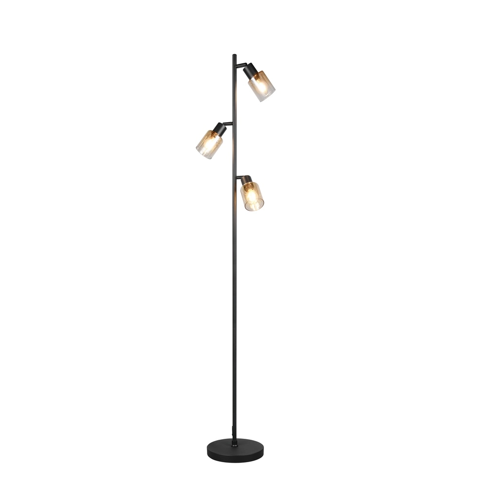 Vloerlamp Cadiz 3-lichts amber glas Trio 4017807653472