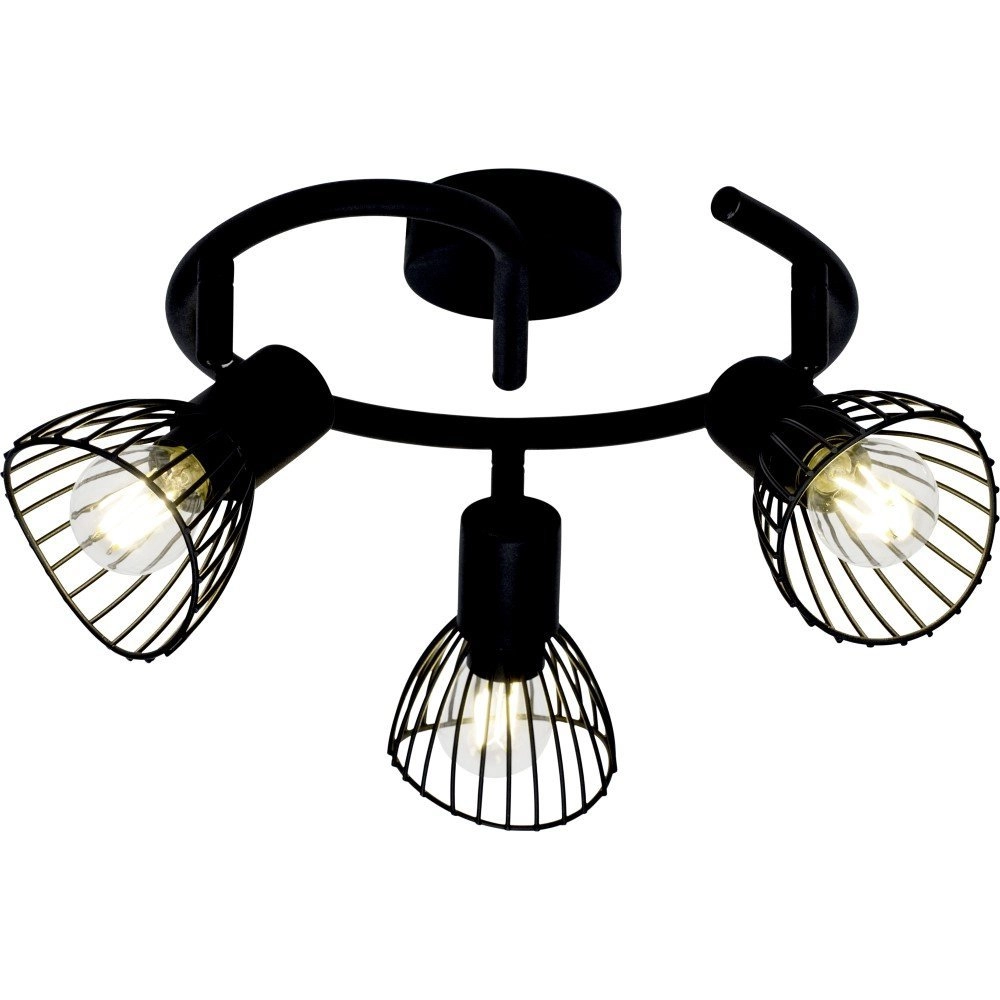 Zwarte plafondlamp Elhi 3-lichts Zwarte plafondlamp Elhi 3-lichts