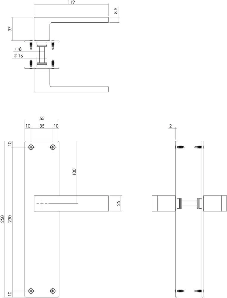 Moderne deurklink Amsterdam blind zwart Intersteel 8714186489505