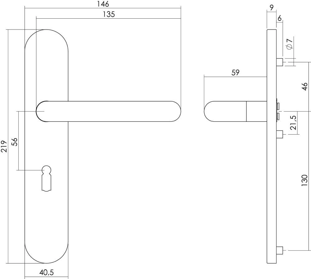 Deurklink Rond sleutelgat 56mm RVS Intersteel 8714186181232