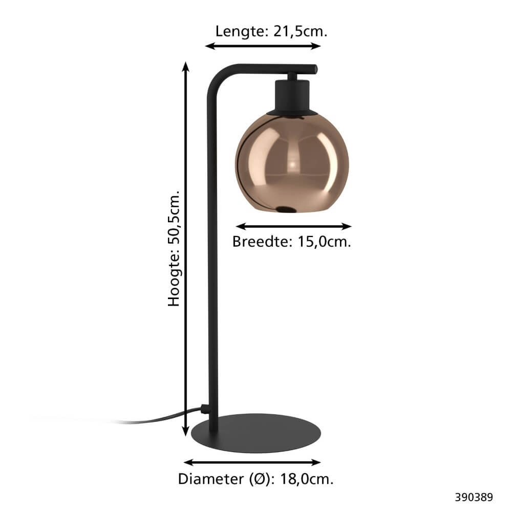 Koperen tafellamp Cordoba zwart Stars of Light 9008606295197