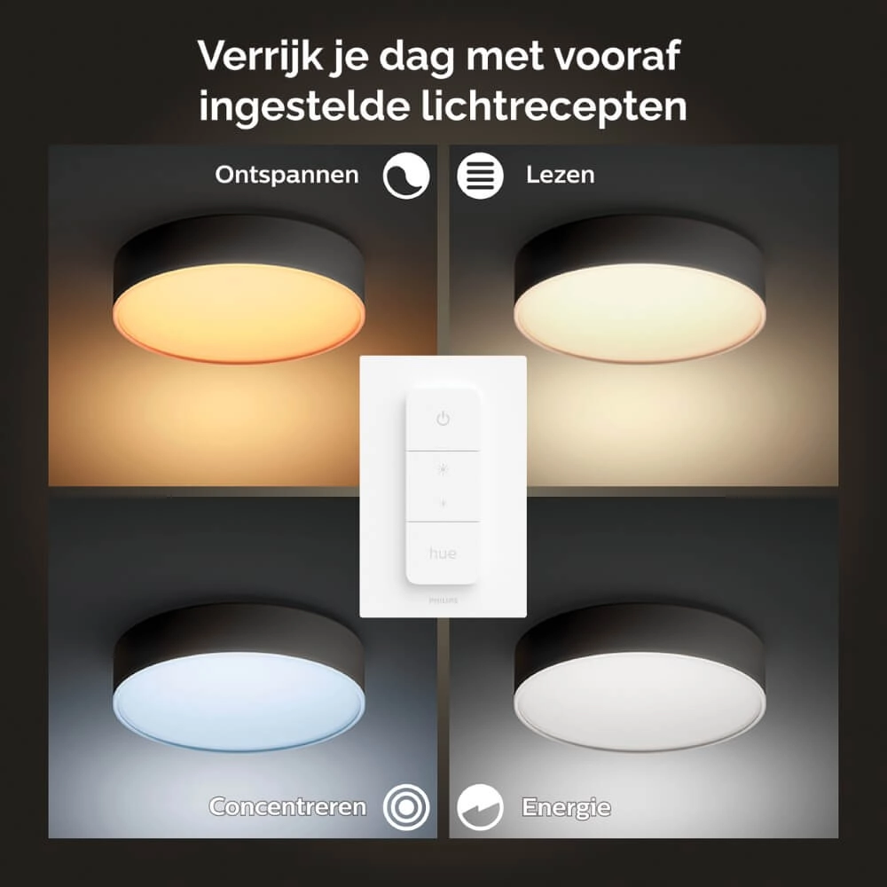 Plafondlamp Hue Enrave L - White Ambiance Ø 42,5cm zwart Philips 8718696176467