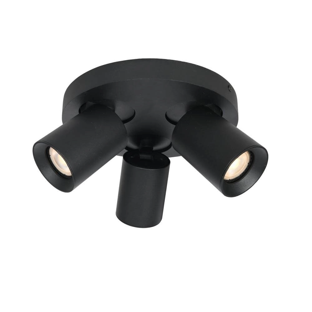 Ronde plafondlamp Megano 3-lichts zwart