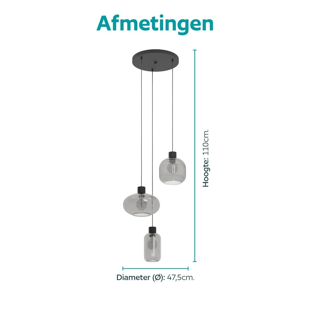 Design hanglamp Dasmina zwart 3-lichtts Eglo 9008606406364