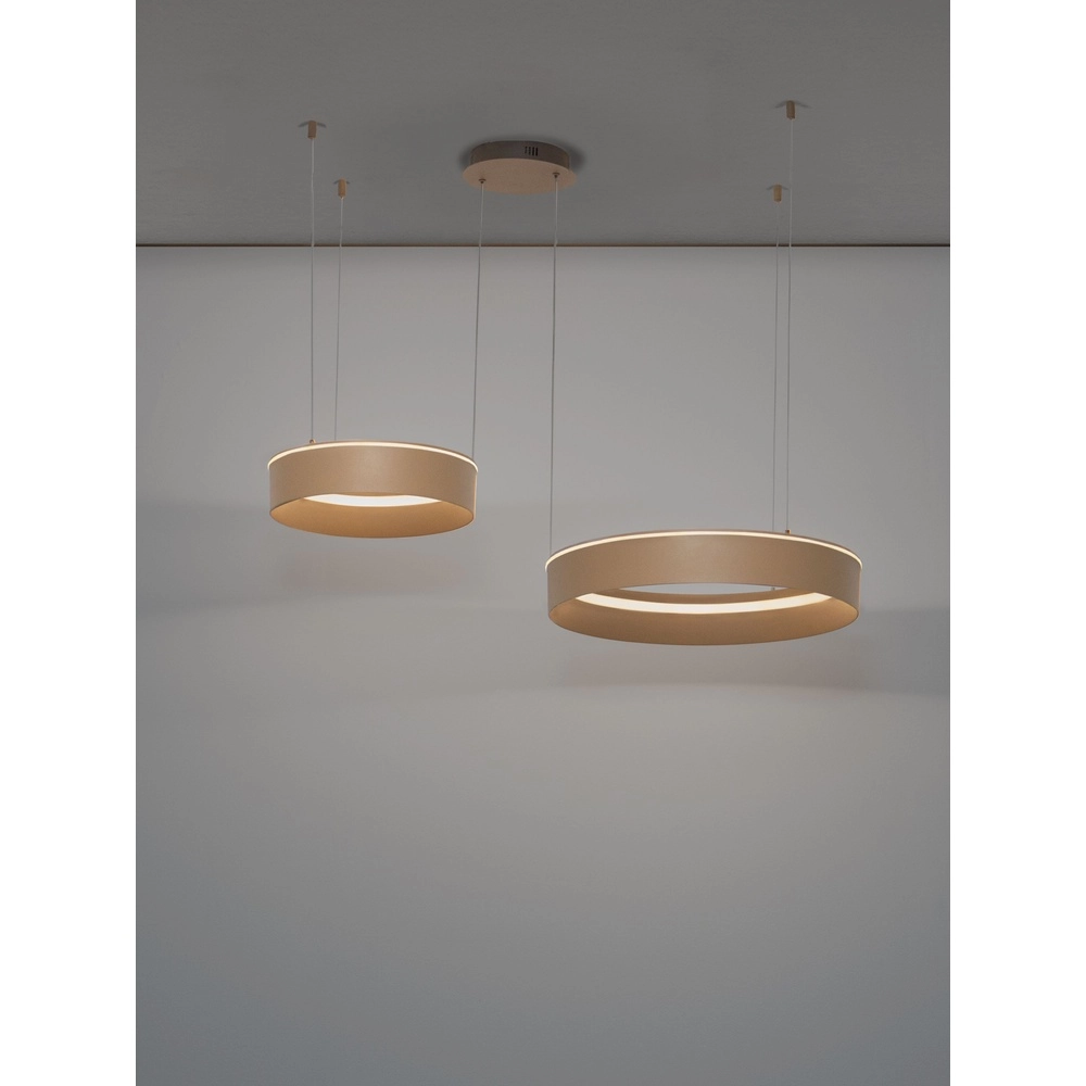 Moderne hanglamp Olivia dubbel zand bruin Lyora 5212017494269