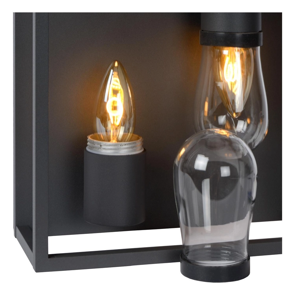 Zwarte wandlamp Carlyn 2-lichts badkamer IP54 Lucide 5411212271709