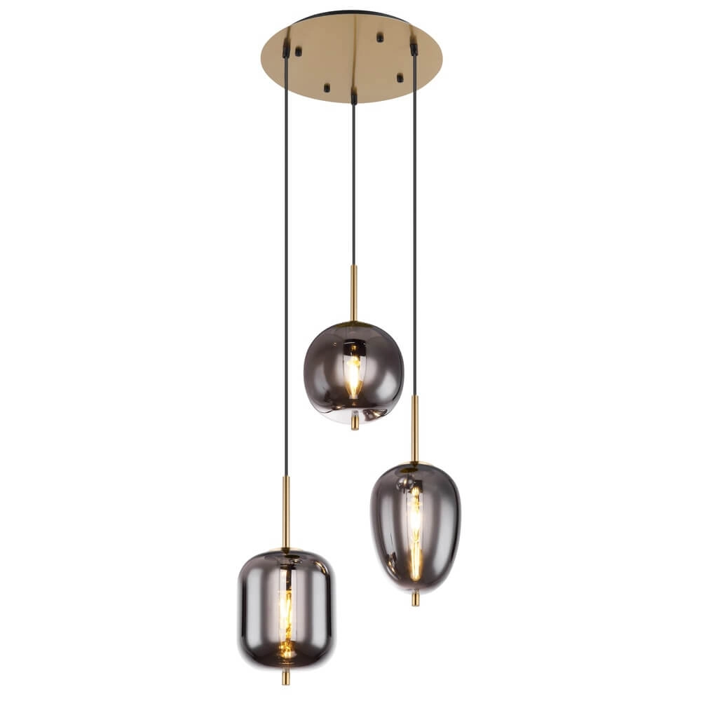Gouden hanglamp Blacky I 3-lichts