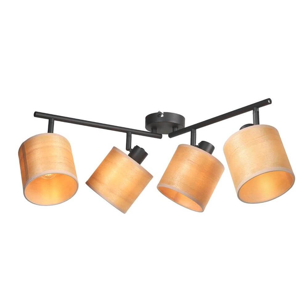 Plafondlamp Bambus zwart met bamboe 4-lichts Steinhauer 8712746171433