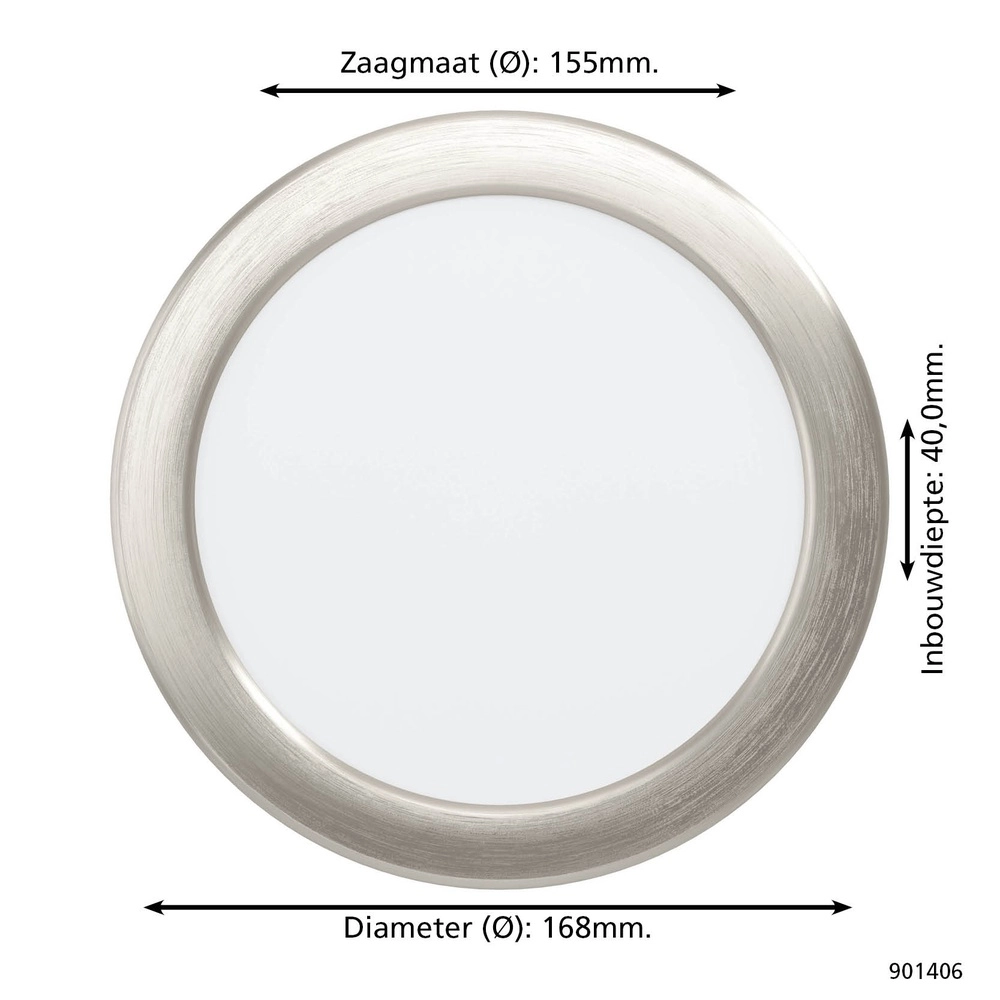 Inbouw lamp Fueva 6 rond - rvs - Ø 16,8cm Eglo 9008606330850