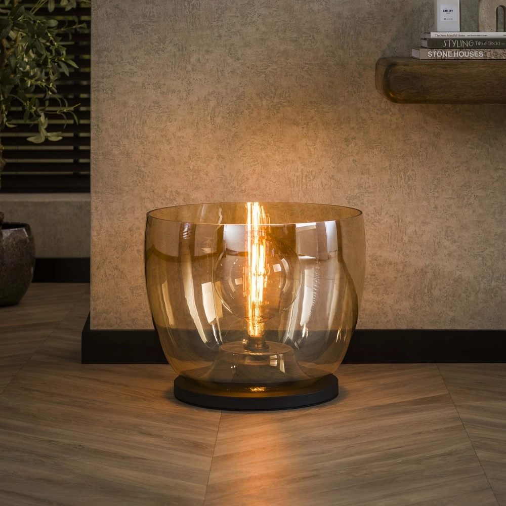 Vloerlamp amber glas UP Ø 48cm - 41cm hoog Lyora 8716803512641