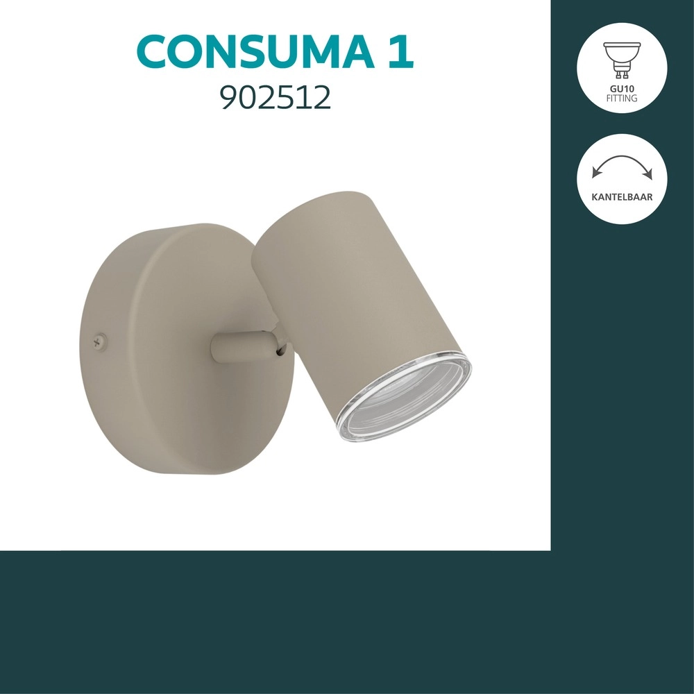 Opbouwspot Consuma 1 enkel zand bruin Eglo 9008606397266