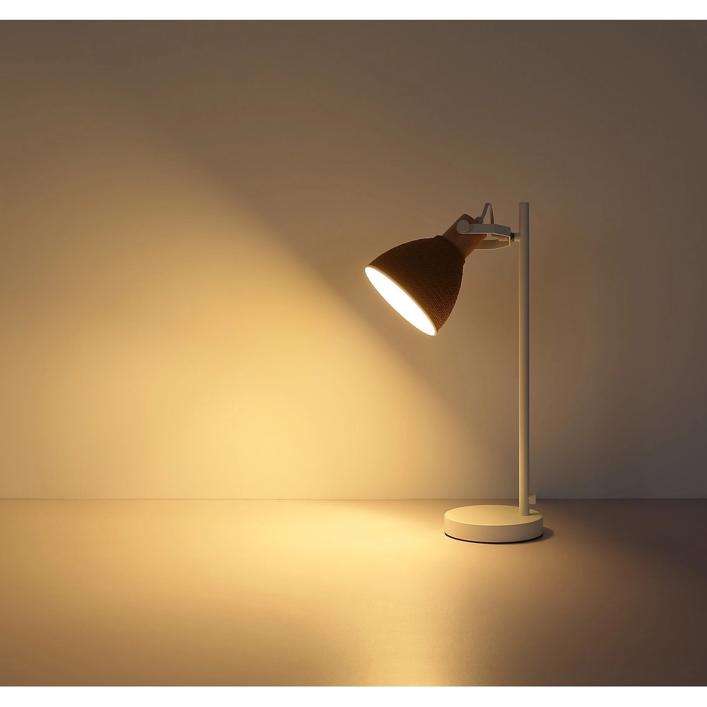 Bureaulamp Lyndon wit met rotan Globo 9007371592746