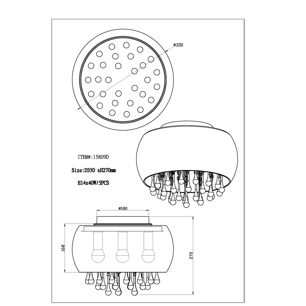 Plafondlamp Kalla Ø 35cm chroom Globo 9007371388707