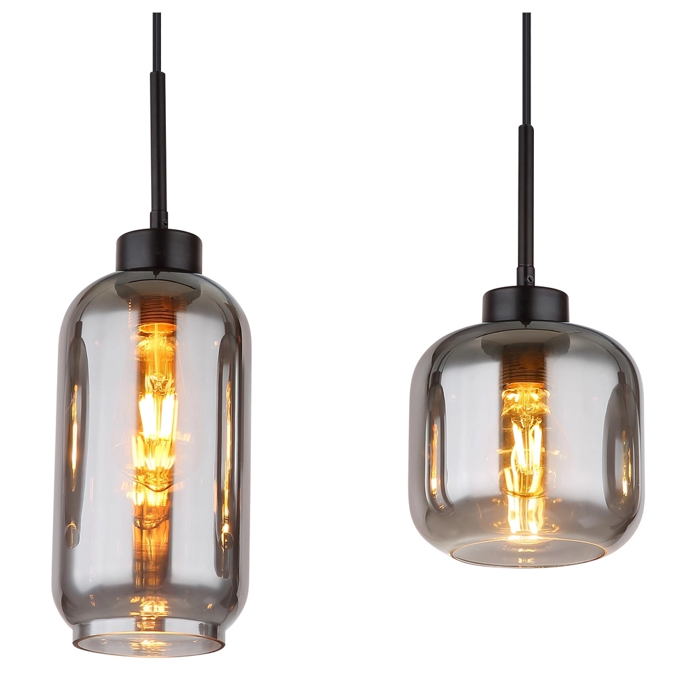 4-lichts hanglamp Matt zwart met smoke glas Globo 9007371451258