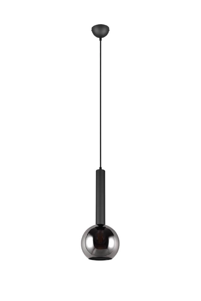 Hanglamp Clayton zwart met smoke glas Trio 4017807532951