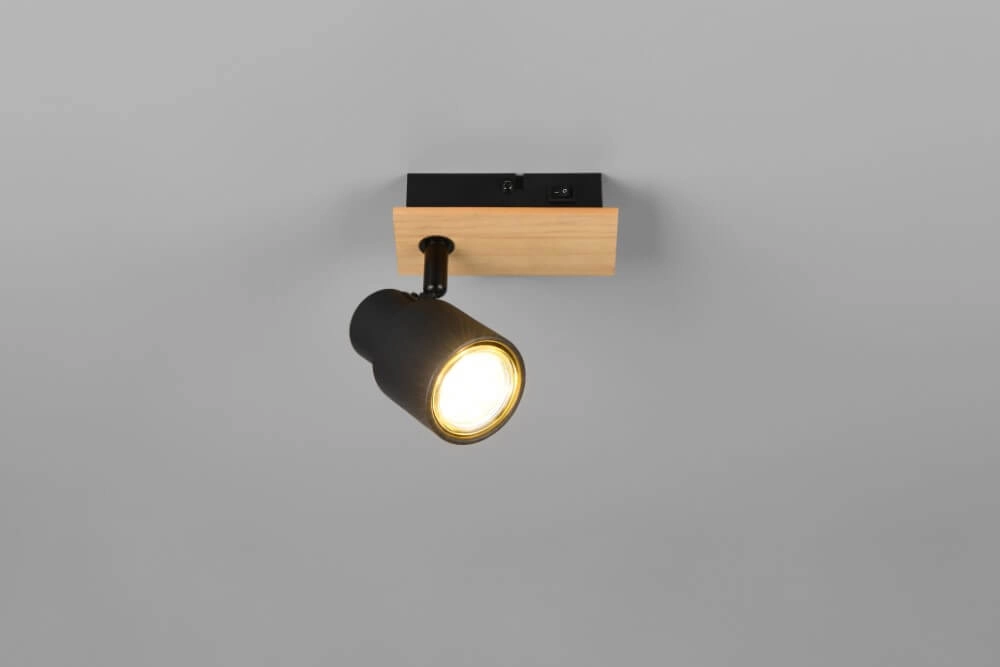 Design wandlamp Pierre zwart met hout Trio 4017807638158