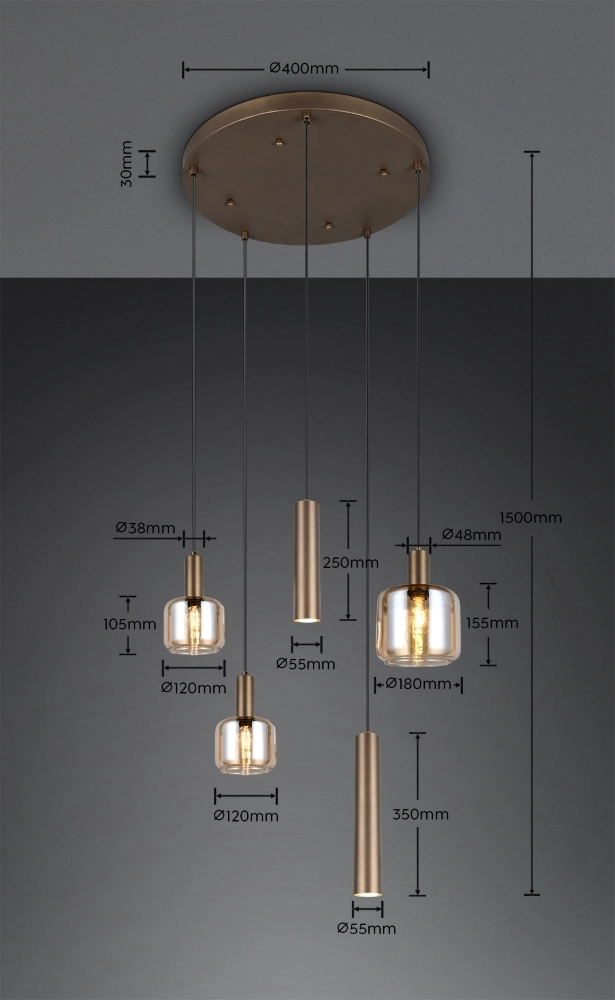Design hanglamp Mataro 5-lichts (2x GU10) Trio 4017807707717