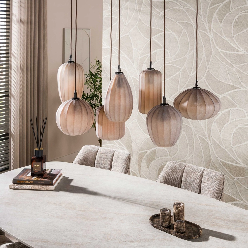 7-lichts hanglamp Altura sienna bruin met frosted glas Lyora 8716803514874