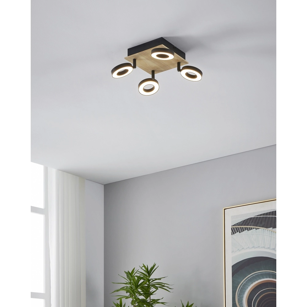 Led plafondlamp Rielves 4-lichts met hout Eglo 9008606313730