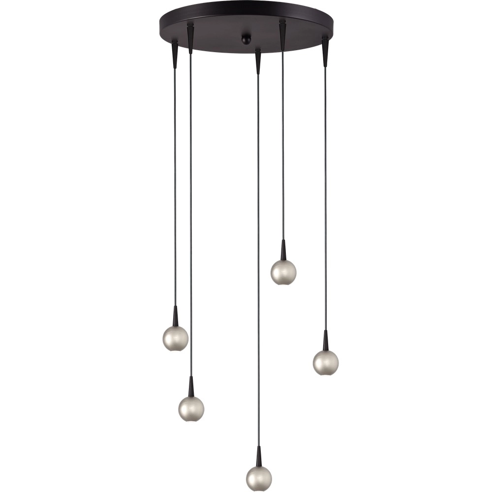 5-lichts hanglamp Talana zwart met nikkel Ø 35cm DTW