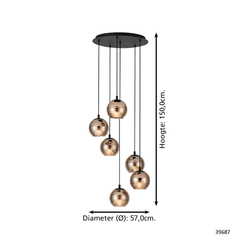Hanglamp 6-lichts Lemorieta zwart Stars of Light 9002759396879