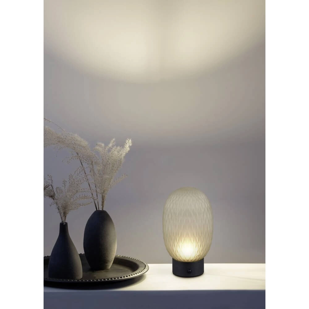 Tafellamp Facette zwart met groen glas Trio 4017807643565