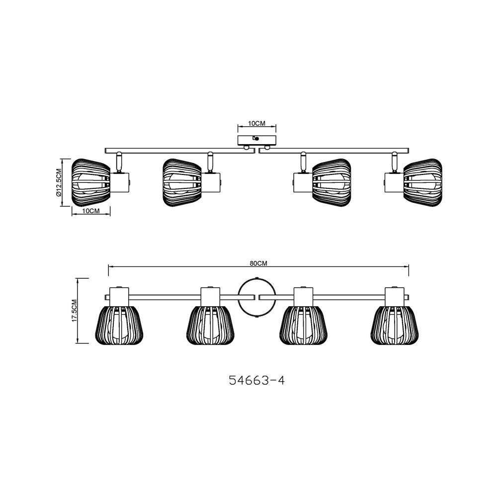 Plafondlamp Olin 4-lichts koffie bruin Globo 9007371592579