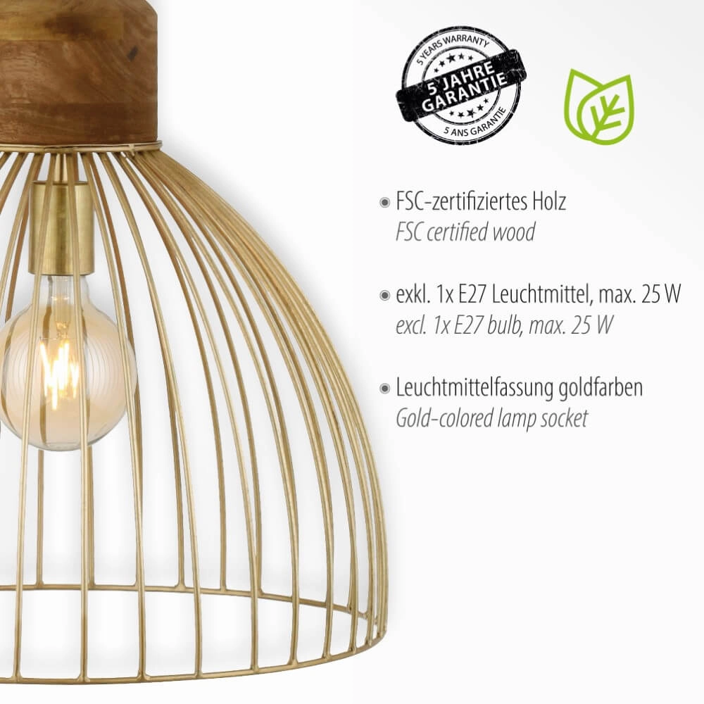 Hanglamp Alami bruin messing Just Light 4043689976125