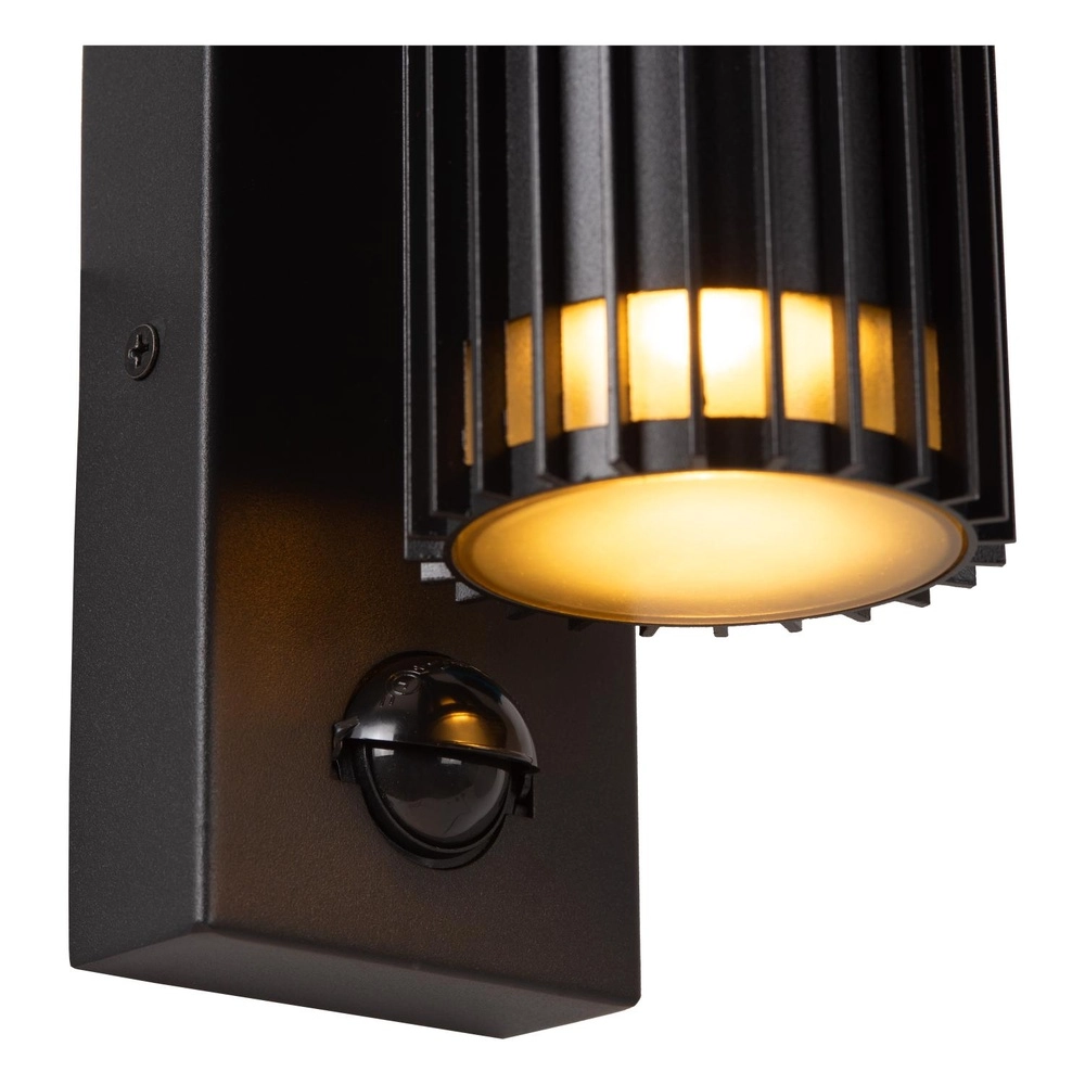Zwarte wandlamp Timbala dubbel met sensor Lucide 5411212114006
