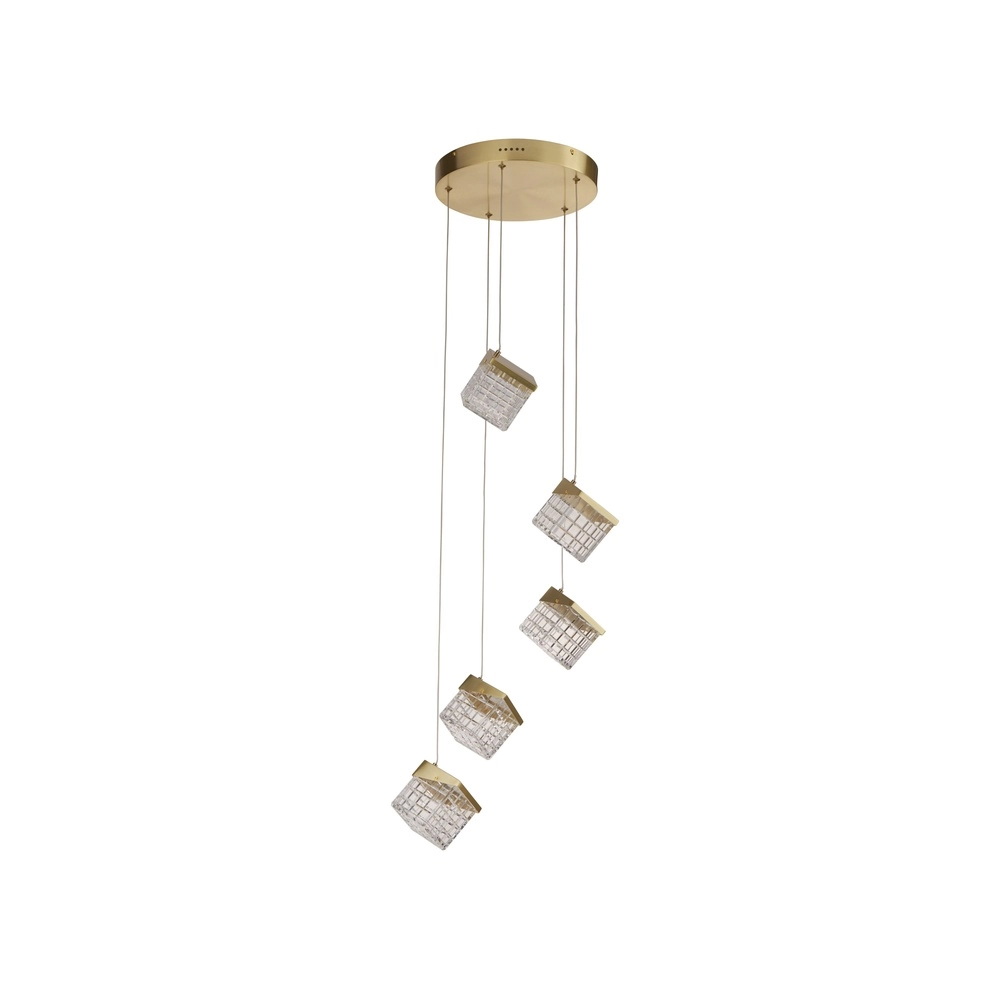 Design hanglamp Cuboid 5-lichts goud Searchlight 5053423302164