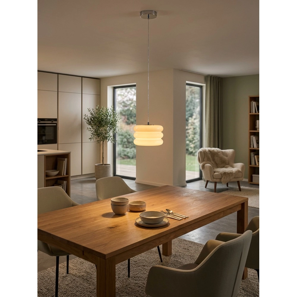 Design hanglamp Tortora chroom met wit Ø 20cm Eglo 9008606405558