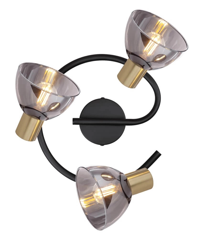 3-lichts plafondlamp Jay zwart met goud Globo 9007371399390