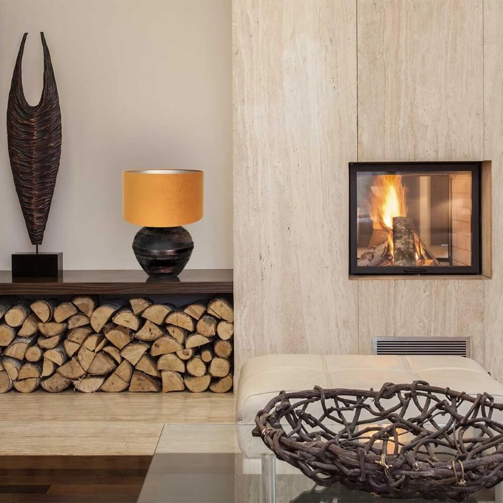 Chique schemerlamp Lyons B met gouden velours kap Steinhauer 8712746166606