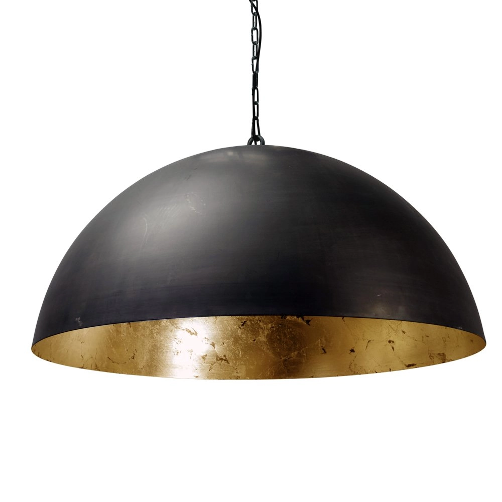 Stoere gunmetal hanglamp Industria Gold 80
