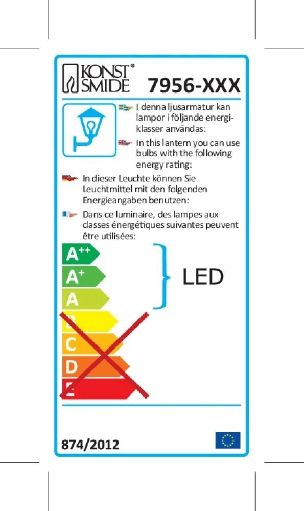 Muurlamp Potenza Up - Down - Front wit KonstSmide 7318307956252